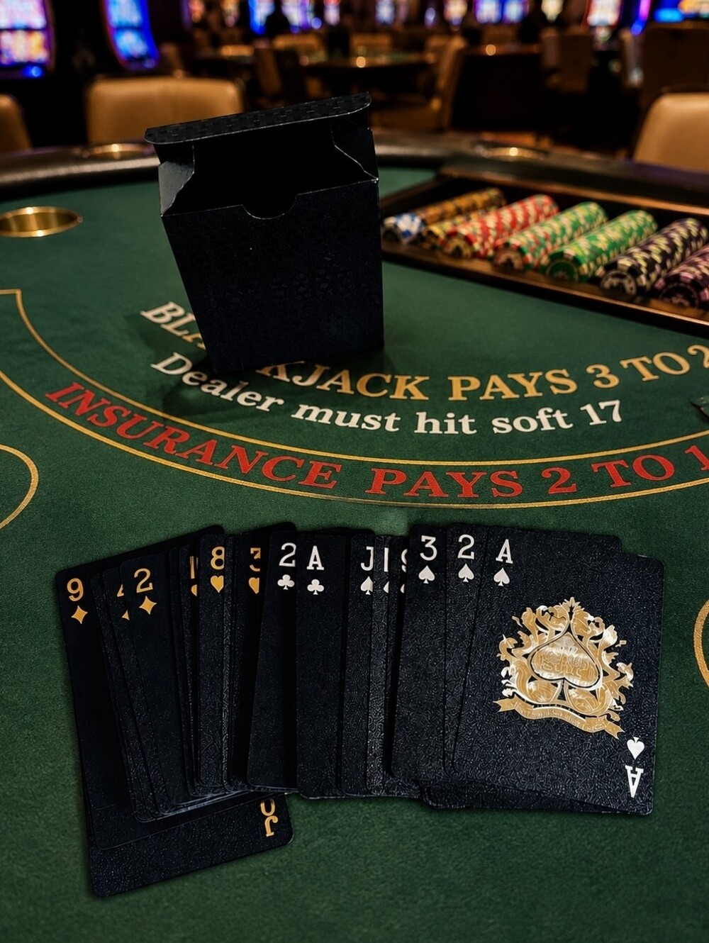 Fancy Elegant Deck of Playing Cards Waterproof Black Gold Foil Brand NEW Casino